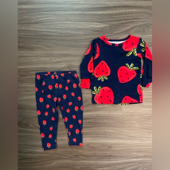 Carter's Red and Blue Strawberry Pajama Set size 6M - Picture 3 of 3